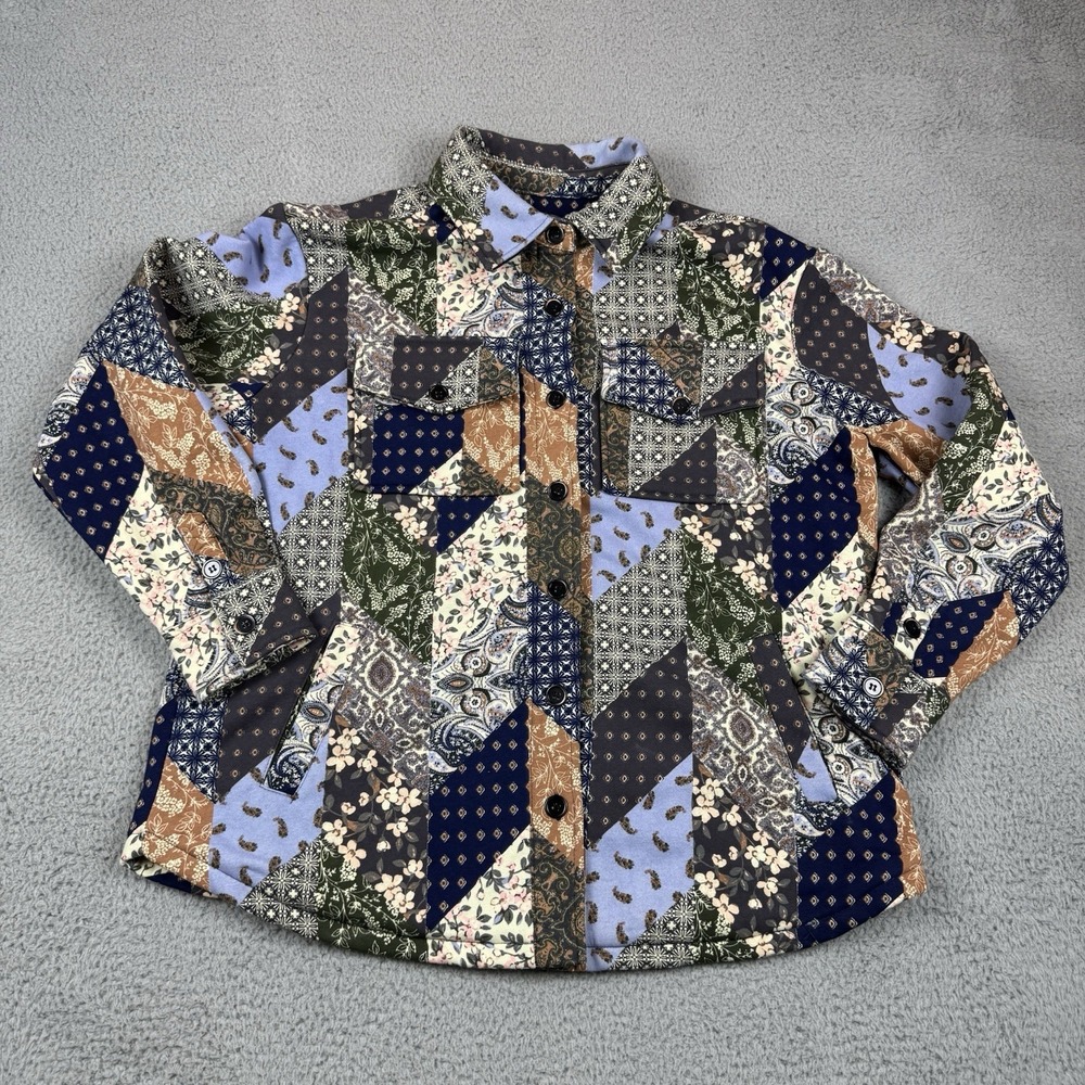 Cleo + Wolf Jacket Womens Medium Floral Patchwork Art Tapestry Quilted Shacket